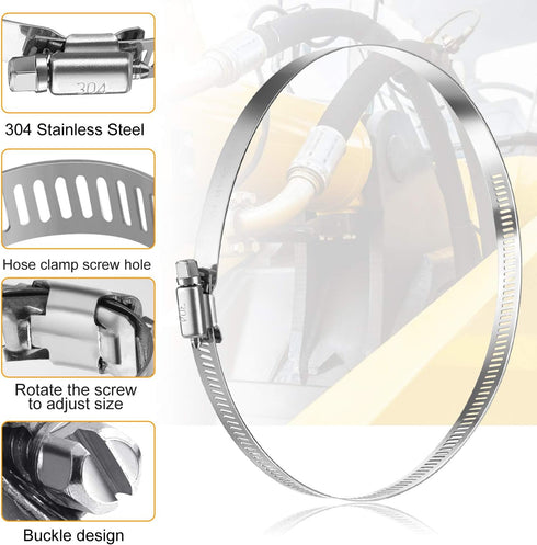 MIAHART 6 Inch Adjustable Hose Clamp, 304 Stainless Steel Duct Clamps Worm Gear (Pack of 6, 141mm-165mm)