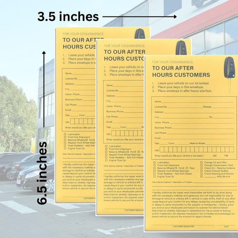 Key Drop Off Envelopes for After Hours - Auto Shop Repair/Service Drop Box Overnight Envelopes (3.5" x 6.5", 500)