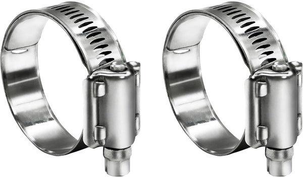 2 Pack Heavy Duty Worm Hose Clamp, Adjustable Range 1"-1 3/4" (25-45mm), 304 Stainless Steel