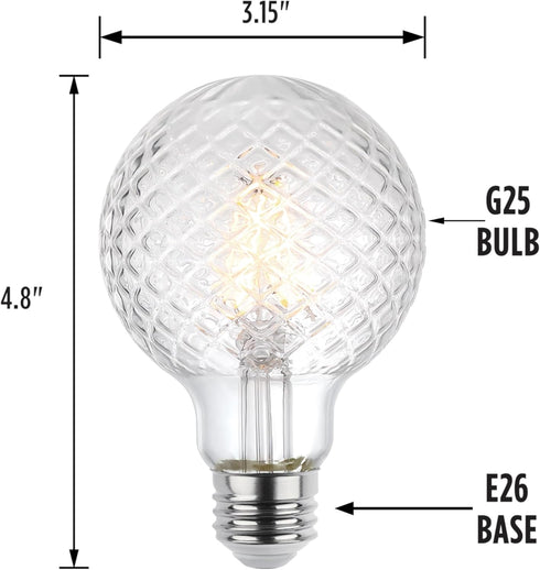 Westinghouse 5268000 5.5 Watt (40 Watt Equivalent) Cut Glass G25 Dimmable Clear Filament LED Light Bulb, Medium Base