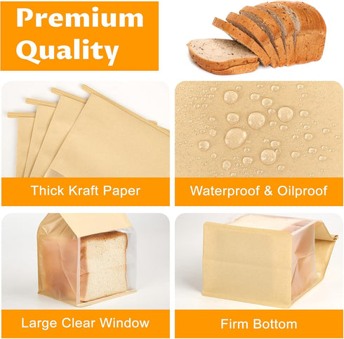 50 6.3 5.1 10.3 Inch Packaging Ohuimrt PCS Bread Bags for Homemade Sourdough Breads, x x Tin Tie Tab Lock Paper Bakery
