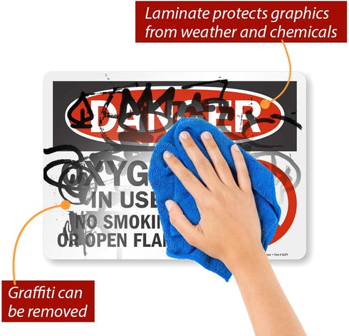 SmartSign U9-1266-ND_10x14 "Danger - Oxygen In Use, No Smoking Or Open Flames" Label | 10" x 14" Vinyl Black/Red on