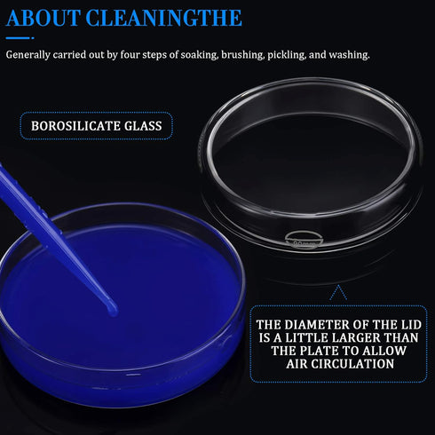 Weewooday 10 Packs Sterile Glass Petri Dishes Set, High Borosilicate Lab Petri Plates with Lids, Clear Tissue Culture