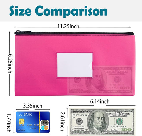 7 Pack 11.25" 6.25" 7 Money Bags with Zipper for Cash | x | Colors | Bank Deposit Bags, Cash Pouches with Zipper, Cash