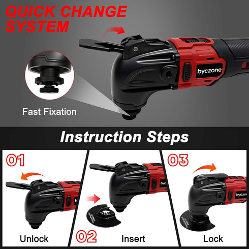 18V 6 8,500-21,000 23PCS Oscillating Multi Tools for Milwaukee Battery, Cordless Multitool with Variable Speed RPM
