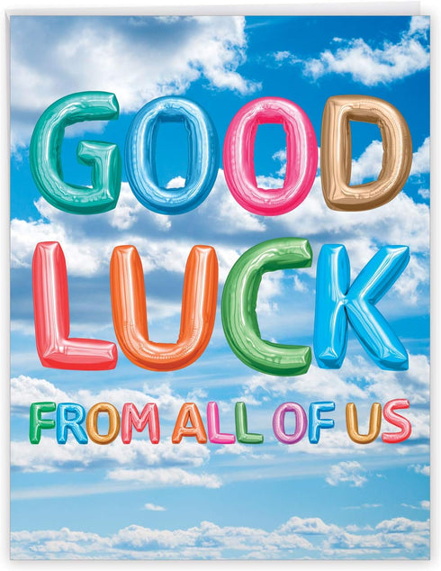 The Best Card Company Big Good Luck Greeting Card, 8.5 x 11 Inch, Colorful Balloons for Kids