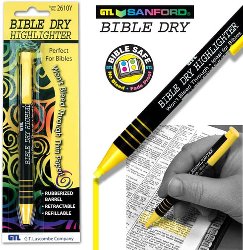 G T Luscombe Bible Dry Highlighter - Yellow Carded