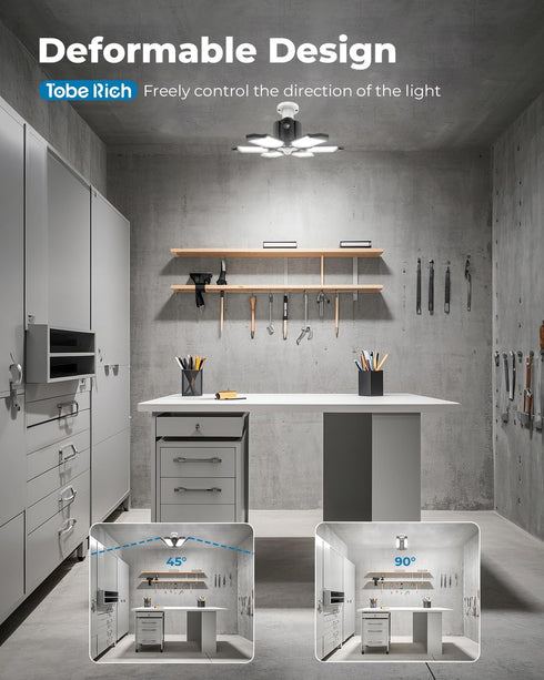 20000LM 3 6500K (1 Pack) toberich Motion Sensor Garage Light - Mode Switch, Daylight Motion-Activated LED Shop Light