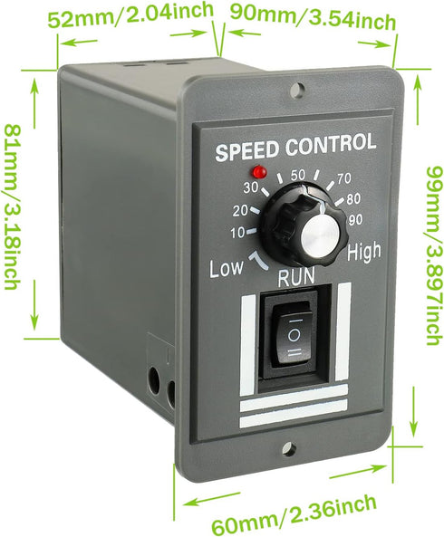 DC 12-60V Motor Speed Controller, 20A Adjustable PWM Switch for Electric Motor Speed Regulation