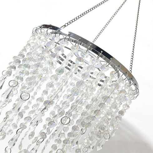 8.6 inches Sparkling Iridescent Beaded Chandeliers Diameter for Wedding Centerpiece Living Room Bedroom Event Party