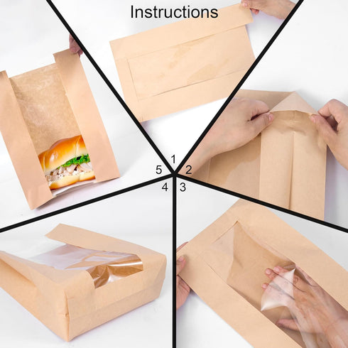 BDAFRYY 110 Pack 13.8" 8.3" 3.55",Sourdough Window,125 Bread Bags for Homemade Bread x x Paper Bread Bags With sealing