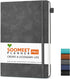 Lined Journal Notebook - 200 Pages A5 Leather Hardcover, College Ruled with Pen Loop for Writing (Grey)