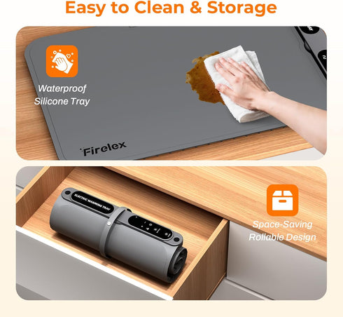 7-Temp Settings, 8s Firelex Food Warming Mat for Buffet, Silicone Food Warm Mat with Timer & Fast Heat, The Perfect
