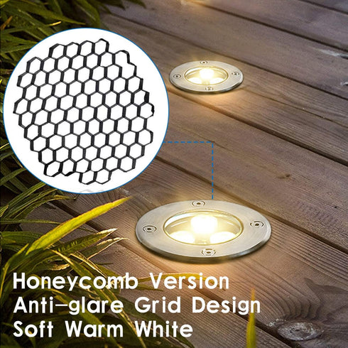 EAGLOD 3W LED Well Light - Low Voltage Landscape Lights, 12V-24V Outdoor In Ground Lighting with Honeycomb Version