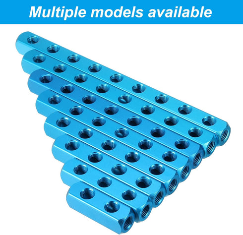 PATIKIL 2 Way 5 Port Air Manifold, 3 Pack G1/4 Inch Aluminum Air Hose Inline Manifold Block Splitter