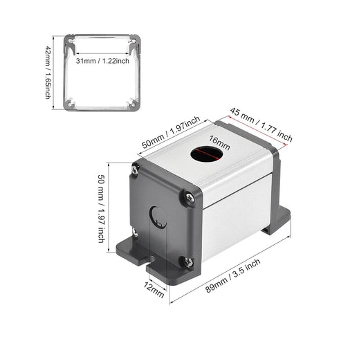 uxcell Single Holes 16mm Aluminum Switch Button Station Box with a PG7 Cable Gland and Mounting Base