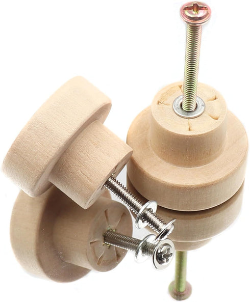 binifiMux 10-Pack 1-3/8 Inches Round Wood Unfinished Drawer Pulls | Handles Knobs for Cabinet