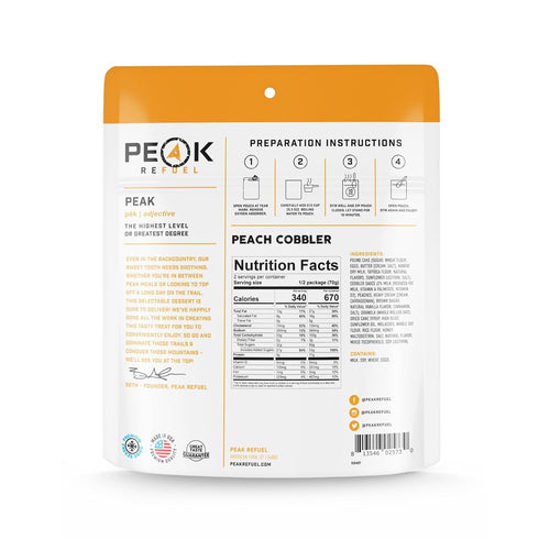 Backpacking 2 Peak Refuel Peach Cobbler | Real Ingredients | Ready in Minutes | Just Add Water | Premium Freeze Dried