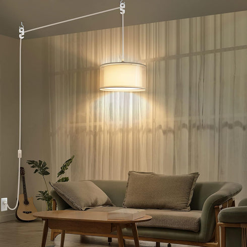 SLYYMY 15FT Plug in Pendant Light, White Cord Hanging Lights with Plug in Cord, Hanging Light with On/Off Switch