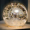 Kaowod Lighted Mercury Glass Ball Table Lamp with Timer, Silver Cordless Orb Christmas