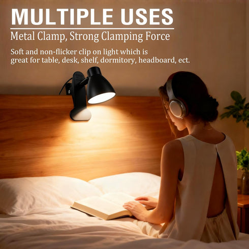 CeSunlight 90+ 3 10 Dimmable (6W/2Packs) CRI Clip on Reading Lamp, Clip on Light for Bed