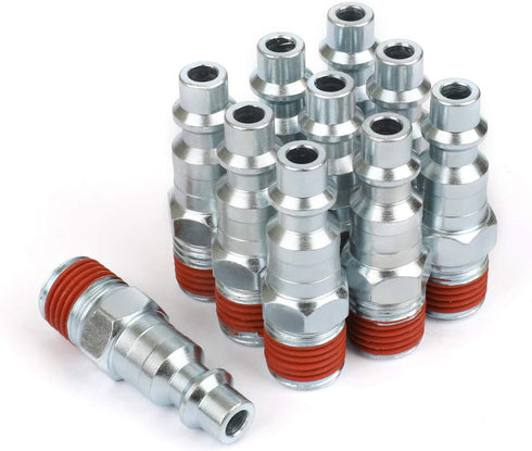WYNNsky Air Tools Accessories Fittings, 1/4'' MNPT Zinc-Plated Plug with Sealant, I/M Type, 10 Pieces Air Quick Connect