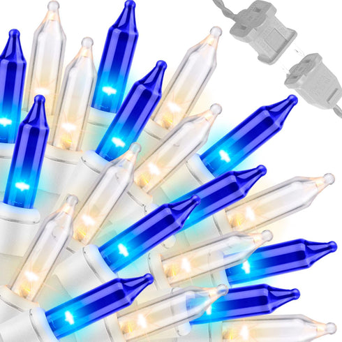 LAMPHOME Blue Clear Christmas String Lights, 100 ct 20FT Incandescent Mini Fairy