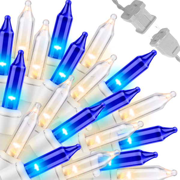 LAMPHOME Blue Clear Christmas String Lights, 100 ct 20FT Incandescent Mini Fairy