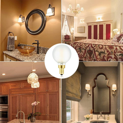 Bulbs,E12 Bulbs,4W 40 Bulb,400lm,Warm 2700K,Globe Bulb Bulb Decorative,6Pack. LED Frosted Candelabra Light Edison LED