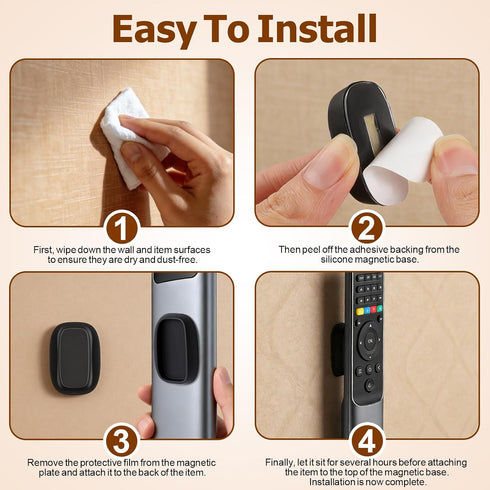 Ninsula 4 Pack Magnetic Remote Control Holder Wall Mount, No Drill Self-Adhesive Organizer TV Remote Holder, Black