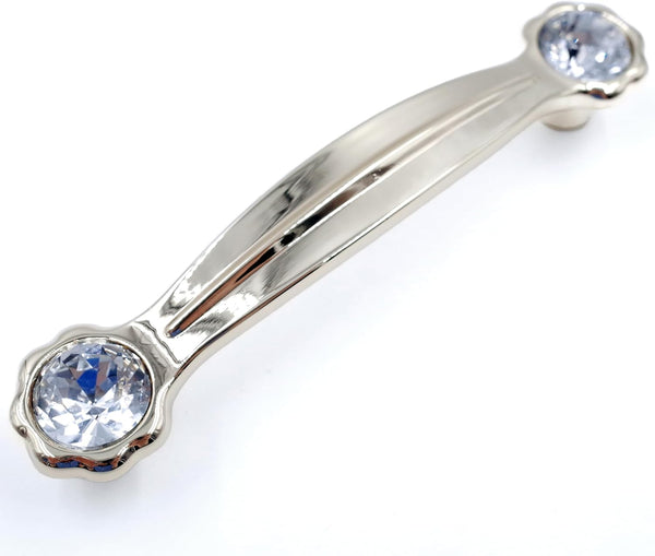 JETLAND Cabinet Drawer Crystal Pulls, 4-Pack, Golden with Clear Glass, 4" Hole Centers,