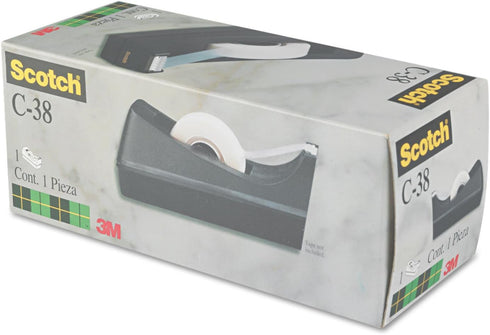 Scotch C38BK Desktop Tape Dispenser, Weighted Non-Skid Base, 1-Inch Core, Black