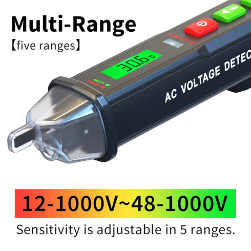 Voltage Tester Pen with Ambient Temperature Display,Non Contact Voltage Tester, Electrical Tester,Live/Null line Tester,Electric Tester with Flashlight,Wire Breakpoint Tester