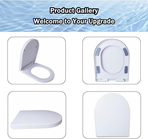 MinSha white(M18) Minsa soft sealed toilet seat, compatible with D/U-shaped extended bucket, quick release, easy