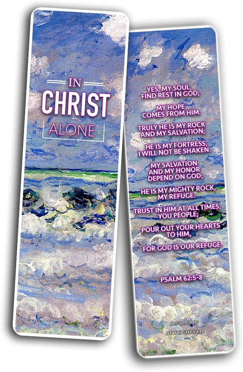 Bible Verses Scriptures Bookmarks Cards - in Christ Alone (60 Pack) - Christian Gifts for Men, Women, Teens, Kids