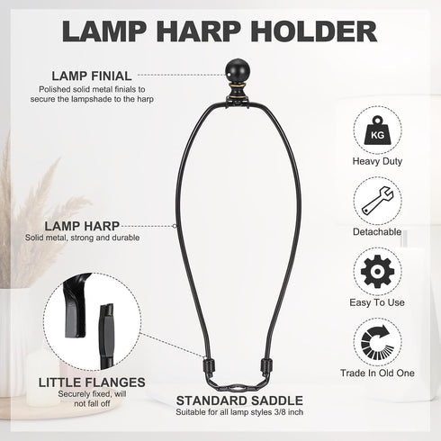 2 Set 11.5" 1.46" PATIKIL Lamp Shade Harp Holder, Heavy Duty Detachable Lampshade Brackets with Height Solid Metal