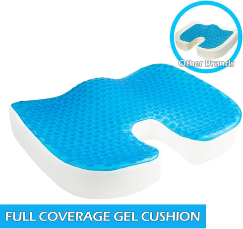 Newstyle Tailbone Coccyx Gel Seat Cushion, Cool Gel Covered Firm Memory Foam Pad for Car, Office Chair and Wheelchair |
