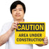 "Caution - Area Under Construction" Label by SmartSign, 10" x 14" Reflective Laminated Vinyl