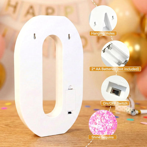 NANXU 12.6 Inch 16th 16 LED Pink Marquee Light Up Numbers, Sweet Birthday Decorations Number Lights as Gifts for Girls