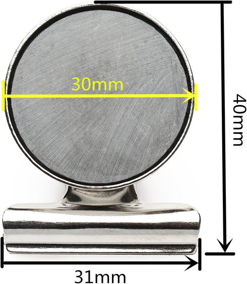 Strong Magnetic Clips - Heavy Duty Refrigerator Magnet Clips, 12-Pack, 31mm Wide for Home Office School Use