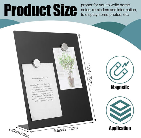 Fainne 1 Pcs 11 x 8.7 Inch Magnetic Bulletin Board with Easel Stand, Mini Black Magnet Display Board for Home School