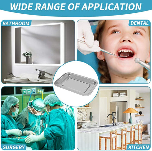 5-Pack Stainless Steel Surgical Tray, Medical Tray for Dental Procedure Lab Instruments, Tattoo Tool Organizer
