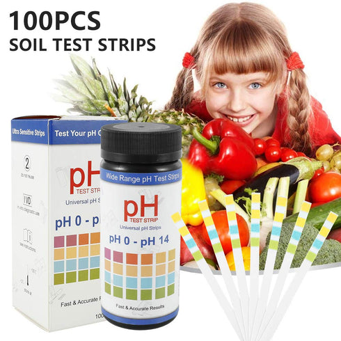 Soil Test Strips, 100 Tests PH Strips for Testing Soil, 0-14 PH Soil Tester Kit