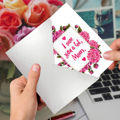 NobleWorks Funny Mother's Day Card with Envelope, Loving Humor Greeting Card for Mom - Mom Debt C3131MDG