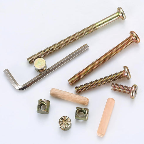 XhjzgcTech 16-Set Crib Screws Replacement Kit,Bolts & Barrel Nuts & Wooden Dowels, Hex Socket Head Cap Screws Nuts