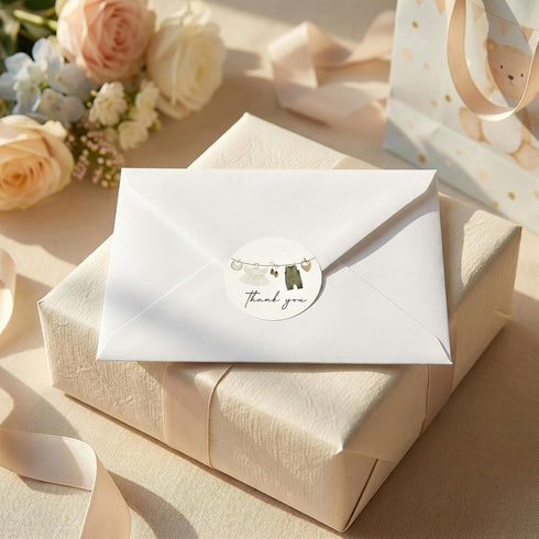 Loyoot 50 Pack Neutral Baby Shower Thank You Cards with Envelopes Stickers, Blank Note Baby Cloth Thank You Notes