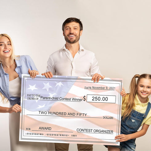 Giant Check 2 Pieces Fake Large Blank Presentation Checks for Donations, Fundraisers, Awards, Prizes (30 x 16 Inch)