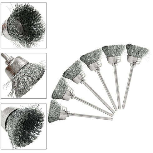 20Pcs Wire Wheel Brushes Cup-shape Steel Wire Brushes with 3/32" Shank for Rotary Tools