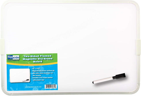 Two-Sided Magnetic Dry Erase Board with Pen, Aluminum Framed, 12" x 17.5", Pack of 3 by Flipside Products