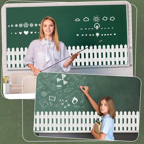 Picket Fence Bulletin Board Decoration, Summer White Picket Fence Cutouts for Classroom Home Decor